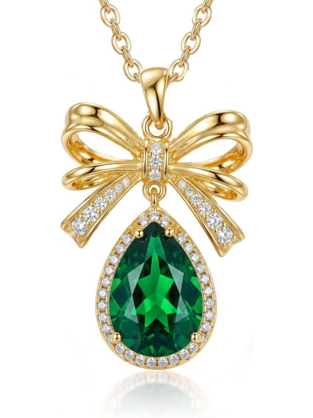 Stunning 14K Gold-Plated Emerald Necklace - Perfect Gift for Women, Mom, or Wife
